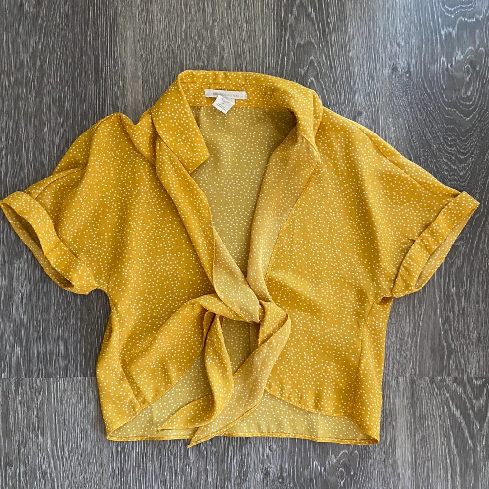Mustard Urban Outfitters Tie Front Blouse